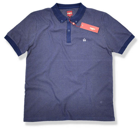 Merc Mod Micro Pin Dot Button Down Polo Shirt Navy Blue Preview